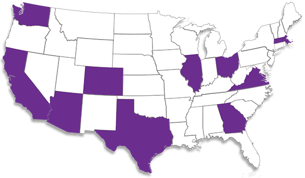 USA map with highlighted states